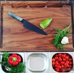 Cuttworxs Notenhouten Snijplank XL Met Sap Geul En Geïntegreerde Opvangbak -BuitenBBQ Verkoopwinkel cuttworxs notenhouten snijplank xl met sap geul en 3