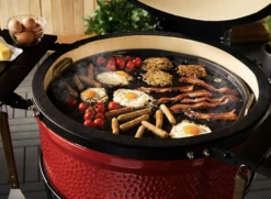 Kamado Joe Halfrond Gietijzeren Grillplaat -BuitenBBQ Verkoopwinkel kamado joe halfrond gietijzeren grillplaat 2