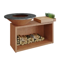 Ofyr Island Corten 85-100 Teakhout En Donker Grijs Keamiek -BuitenBBQ Verkoopwinkel ofyr island corten 85 100 teakhout en donker grijs 1