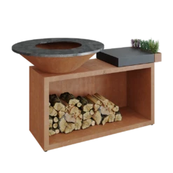 Ofyr Island Corten 85-100 Teakhout En Donker Grijs Keamiek -BuitenBBQ Verkoopwinkel ofyr island corten 85 100 teakhout en donker grijs 2